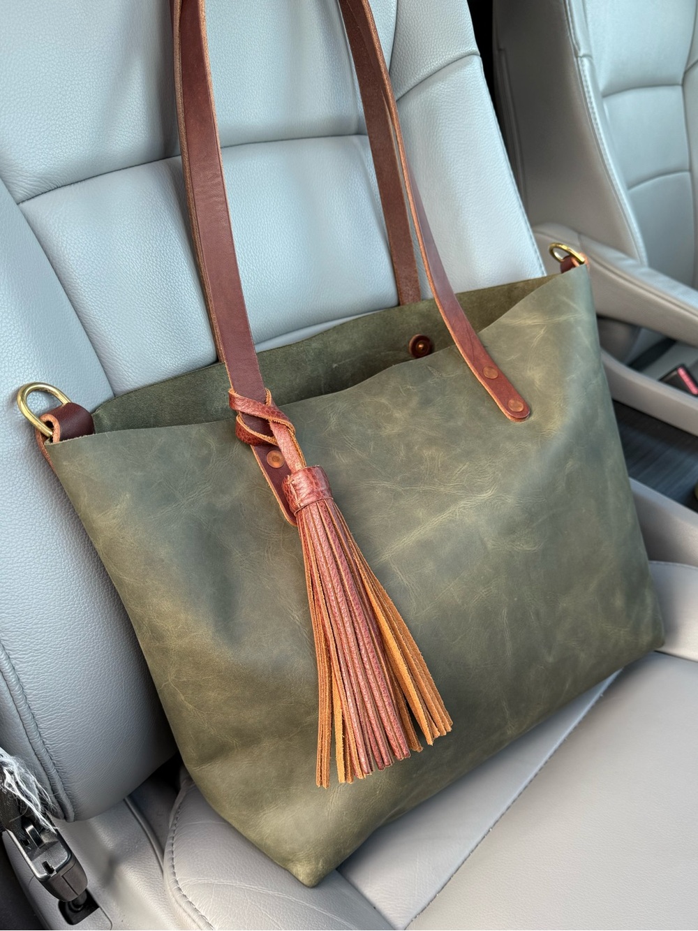 KMM & Co EW Tote in Forest with jumbo tassel